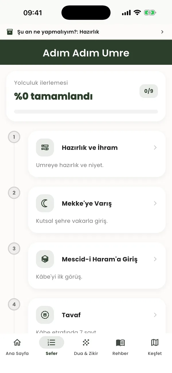 Adım adım umre listesi